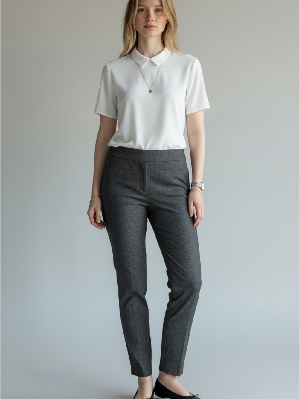 Talbots Chatham Charcoal Gray Side Zip Ankle Pants Size 2/ Small Stretch